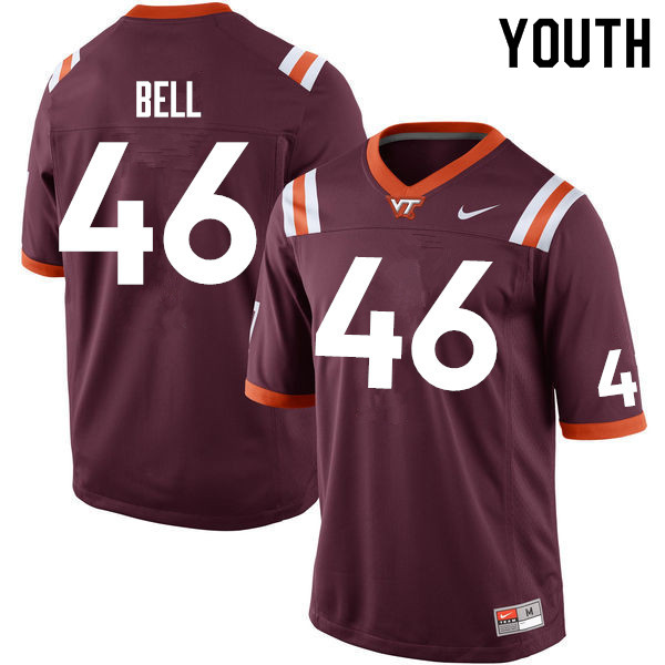 Youth #46 Malik Bell Virginia Tech Hokies College Football Jerseys Sale-Maroon - Click Image to Close